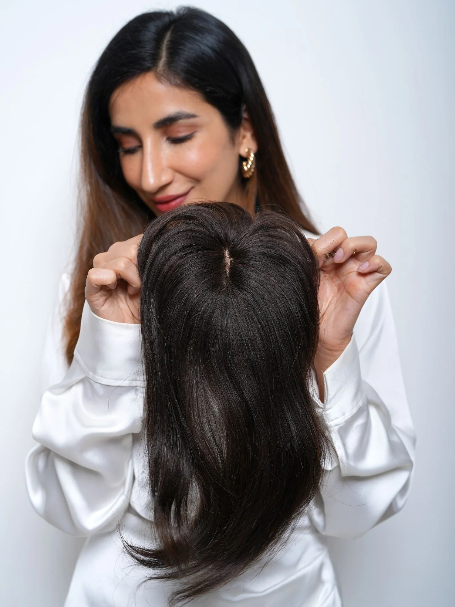 Bangs With Scalp Hair Topper – Silk Base Bangs – Nish Hair - Image 4