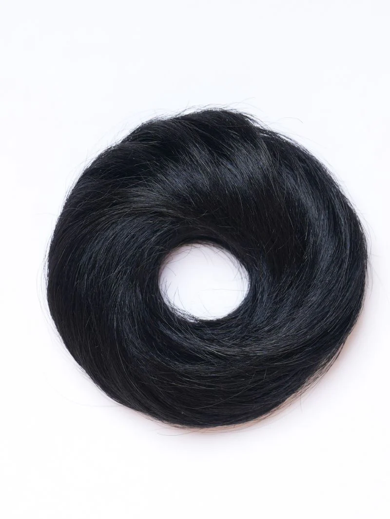 Human Hair Donut Scrunchie Black | Nish Hair - Image 3
