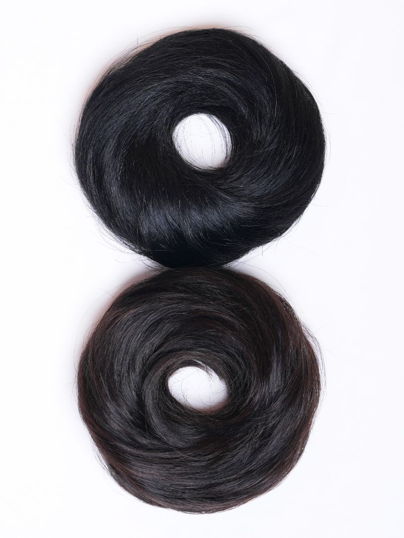 Human Hair Donut Scrunchie Black | Nish Hair - Image 5