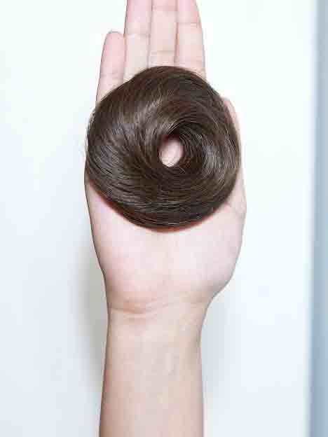Human Hair Donut Scrunchie Dark Brown | Nish Hair - Image 4