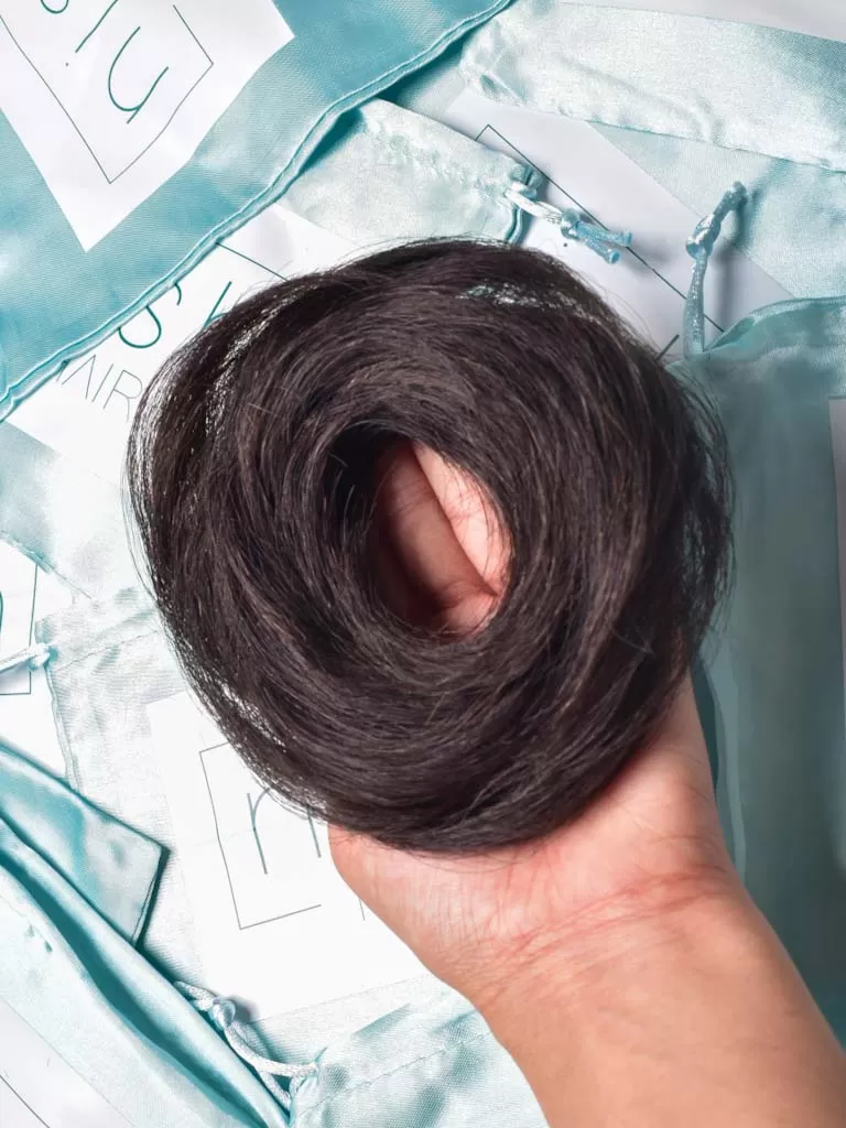 Human Hair Donut Scrunchies Natural Black/Brown | Nish Hair - Image 3