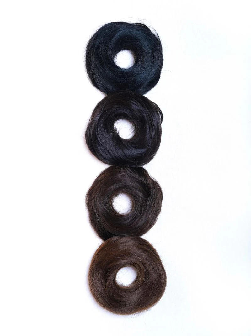 Human Hair Donut Scrunchies Natural Black/Brown | Nish Hair - Image 6